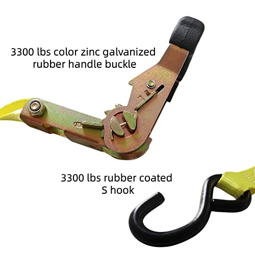 Yuoneiy Ratchet Straps Tie Down (4Pk) 1 1/16” X 15” X 3300 Lbs Heavy Duty Motorycle Tie Down Straps Ratcheting For Trailer #TOP4