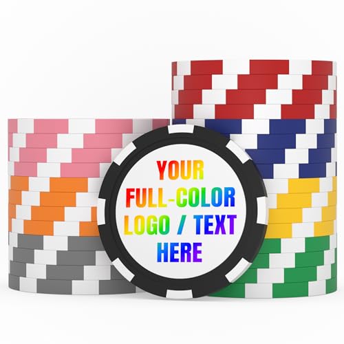 Qansean Custom Poker Chips 50-500 Pcs Personalized 40mm Heavy Clay Casino Chip with Custom Logo Photo or Design Good for Drink Tokens Party Business Promotions
