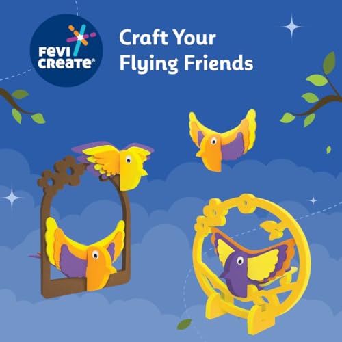 Image of Fevicreate Build-n-Create Foam-Tastic Bird Hangings Kit | Foam Craft | Colourful Unicorn Greeting Cards | Travel Friendly | Screen-Free Play | Gifting | Ages 5 +