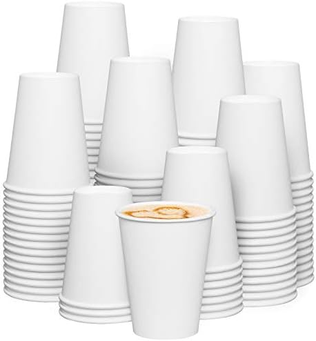 Comfy Package, White Paper 350gsm Hot Coffee Cups [300 Count - 12 oz.]