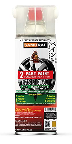 SAMURAI 2-Part Non-Isocyanate (NISO) Spray Paint Base Coat for High Performance Wheel - 11.3 Ounce UV Resistant and Rust Resistant NISO (Non-Isocyanate) Spray (SPARKLING GOLD, Pack of 1 Can)