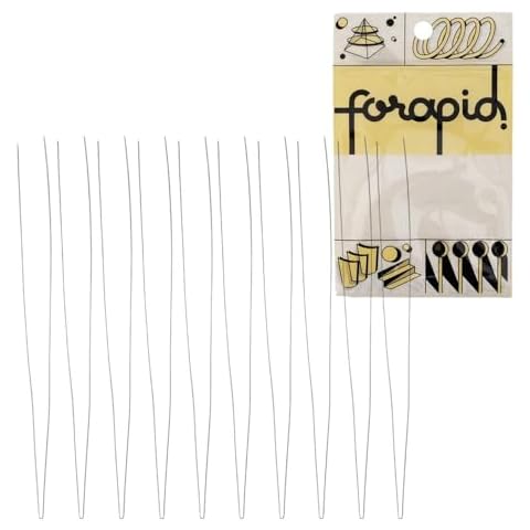 FoRapid 0.3mmx20cm Steel Wire Flexible Durable Collapsible Big Eye Embroidery Beading Needles Easy Threading Sewing Needles Open End for Any Thread Size Jewelry Making 10cm/4in(Folded Length) 10 pcs Cover