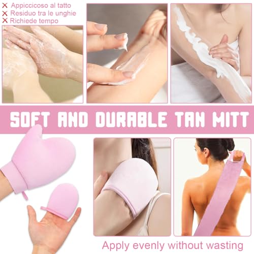 QOWUXHZ 2 Piezas Guante Autobronceador Corporal Doble Cara Manopla Autobronceador Mitt Para Crema Autobronceadora Cuerpo Con 1 Aplicadores De Loción Trasera Para La Espalda (Rosa) - imagen 3