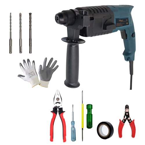Image of Hillgrove HGCM1003M4 20mm 750W Hammer Impact Drill Machine Forward /Reverse Rotaion with 5Pcs Hand Tool Kit,Gloves,3Pcs SDS Plus Drill Bit Set For Making Holes in Metal /Wood /Concrete