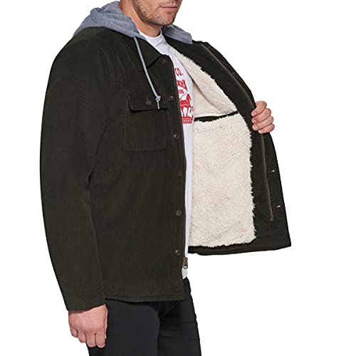 Image of Levi's mens Plaid Sherpa Lined Hooded Shirt Jacket (Regular & Big & Tall Sizes)