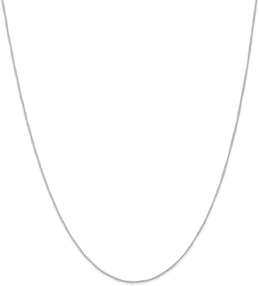 Sonia Jewels Solid 14k White Gold Thin Carded Cuban Curb Chain Necklace (0.5mm)
