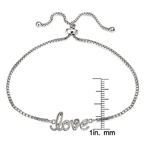 Image of Hoops & Loops Sterling Silver Love Polished Adjustable Bracelet