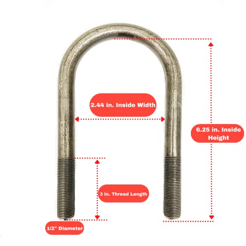 Trailer Axle 2 3/8" Round 6 1/4" Long U-Bolt Kit #TOP1