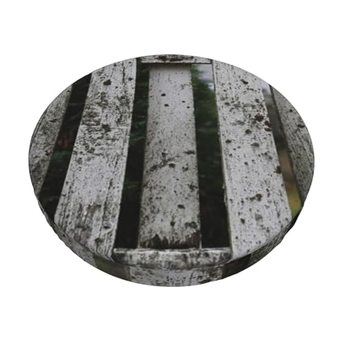 WXWJSHMGC Aged White Fence Print Stool Covers - Elastic Bar Stool Seat Covers For Round Barstools, 12-14 Round Stool Cushion Cover For Dining Chairs