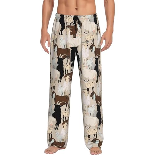 Novastar Mens Pajama Pants Bottoms with Pockets- Painted Cartoon Colorful Cute Goat Soft Men Pj Pants, Comfy Men Lounge Pants4