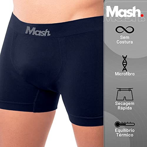 Kit 10 Cuecas Boxer Mash Microfibra Sem Costura | 4 Azul Marinho - 6 Preto | M