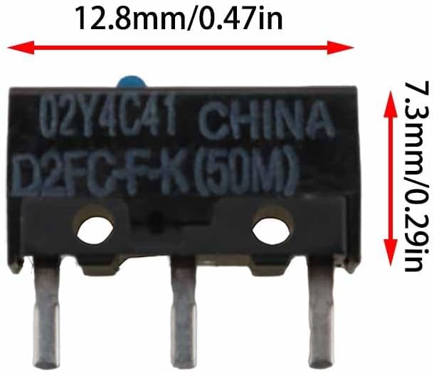 4PCS Micro Switch D2FC-F-K 50M Mouse Micro Switch 0.23x0.47x0.29In Service Life Up to 50 Million Times Micro Switch Blue Button Dot Black