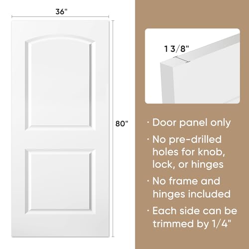 Image of BARNSMITH 36x80 in Raised 2-Panel Arch Top White Primed Interior Door Panel