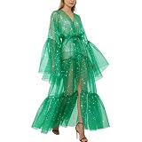 BPURB Women's Bell Sleeve Robe Sheer Coat Cosplay Costume Sexy Dress Up