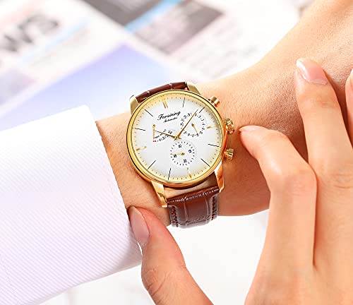 Image of FORSINING Men's Automatic Watch Power Reserve Date Display Fashion Mechanical Wristwatch