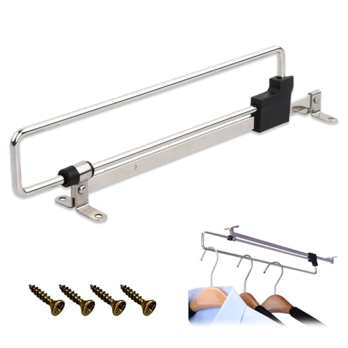Ausziehbare Kleiderstange, 25 cm Edelstahl Schrankstange, Kleiderstange Schrank, verstellbares Teleskopschrankrohr für einfache Auswahl der Kleidung, mit Schrauben, Silber