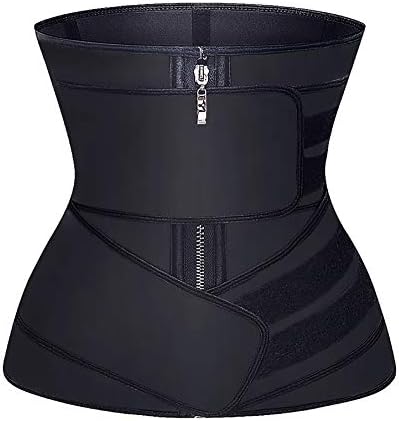 YIANNA Latex Waist Trainer for Women Tummy Control Jsculpt Double Sweat Trimmer Belt Workout Training Sport Girdle, YA2223-Black-M