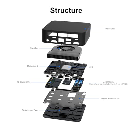 Image of Mini Server,Small Server,Mini PC,12th Gen Alder Lake N100(Up to 3.4GHz),16GB DDR4 512GB SSD,Support 4K Quad Displays,Wi-Fi,BT,HDMI,DP(Type-C),RJ45,USB3.2,Computer Servers for Home / Office /Business