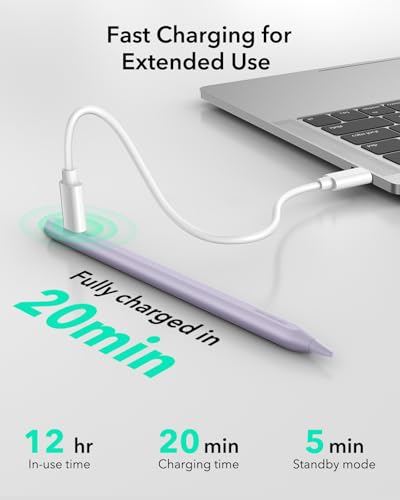 Image of ESR Geo Digital iPad Pencil Findmy Compatible with Apple iPad 2018-2026,with Easy Shortcuts for Apple iPad A16 /10 /9 /8 & Air 13 /11 & Pro 12.9 /13 /11 & Mini 7 /6 /5,Purple(No Wireless Charging)
