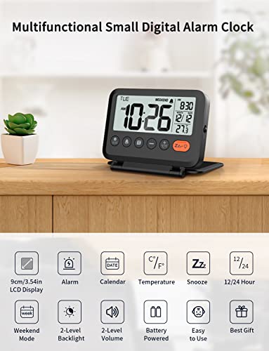 Meesmeek 6201 Digital Travel Alarm Clock, Black, 3.54 Inch Lcd Display thumb #1