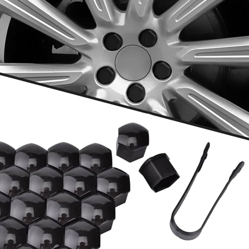 Image of 21 PCS Car Hub Lug Nut Cover with Extraction Clip, Anti-theft Protective Design, Waterproof Vehicle Tire Screw Cap Accessories, Universal 0.74In /19MM Automotive Hub Seals (Black)