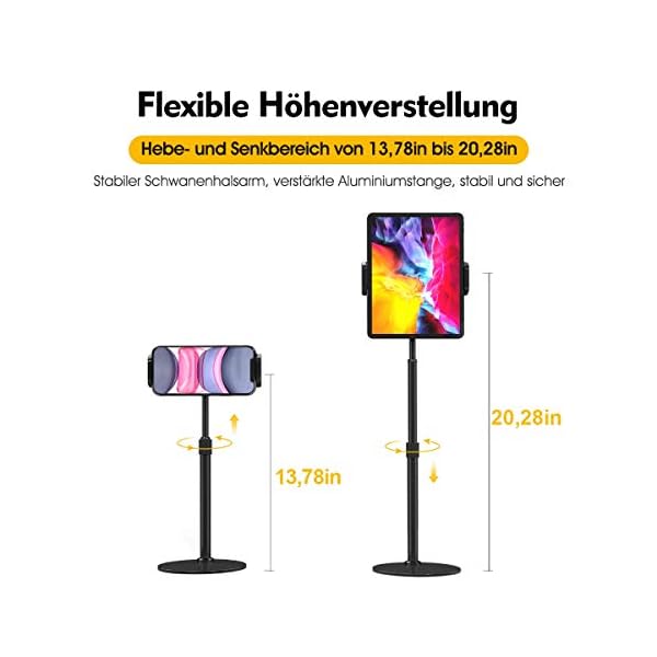 licheers Tablet Ständer Verstellbare, Tablet Halterung mit 10X Stabil Basis, höhenverstellbarer tablethalter… – Bild 4