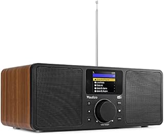 Audizio Rome WIFI Internet DAB Digital Radio Mains Powered Stereo Speaker with Bluetooth, Radio Alarm Clock, LAN, DNLA, UPnP Streaming, LCD Colour Display, Wood