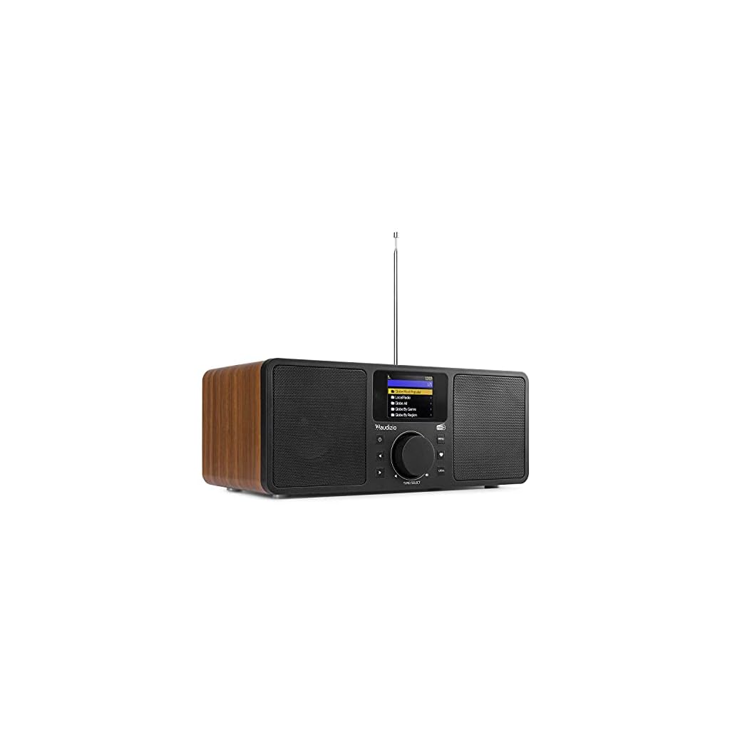 Audizio Rome - Internet Radio & DAB Radio met Bluetooth en Wifi, 50W stereo, Afstandsbediening, Wekkerradio - Hout