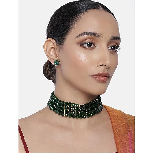 Image of Peora Traditional Maharani Haar Necklace with Earrings Bridal Jewellery Set Gift for Women
