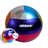 alldoro 60299 XXL Metallic Ball, Kinderball, Polyester/PVC, Spielball für Kinder ab 3 Jahren, glitzert, funkelt 60 cm, Bunt