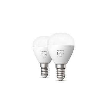 Philips Hue White Smart Light Bulb Lustre E14 Small Edison Screw (Pack of 2)