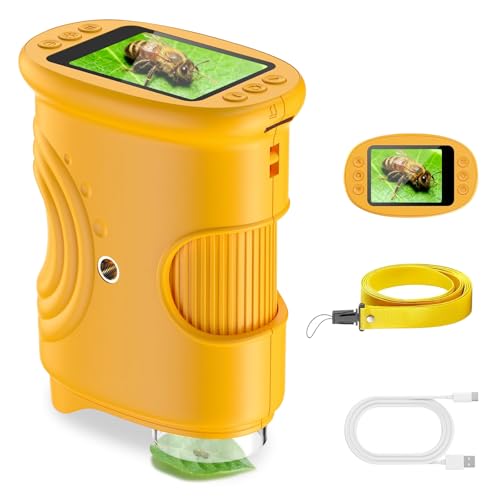 Microscope enfant 4K Temodu avec écran 2.0 pouces et 8 LED réglables