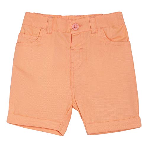 Image of miniklub Boys White & Orange Solid Shirt With Shorts