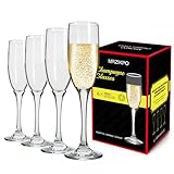 MRZIKPO Champagne Glasses,Set of 4,Classic Shape,Hand Blown Elegant Unique Gift for Long stem Sparkling,Wine glasses for Wedding,Birthday Mother’s Day-Ideal for Wine Tasting,Daily Use-6.5 oz,Clear