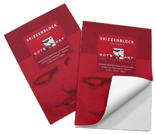 50 hojas DIN A2 Bloc de dibujo/bocetos (Papel, gramaje: 190 g/m²  hellweißes Papel