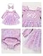 FYMNSI Baby M�dchen 1. Erster Geburtstag Outfit Schmetterling Langarm Weihnachten Partykleid Bodykleid Prinzessin T�ll Kleid Strampler mit Stirnband Herbst Winter Kleidung Fotoshooting Lila 12-18M