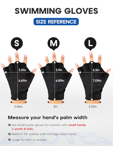 image for FitsT4 Sports Aqua Gloves Webbed Paddle Swim Gloves Fitness Water Aero