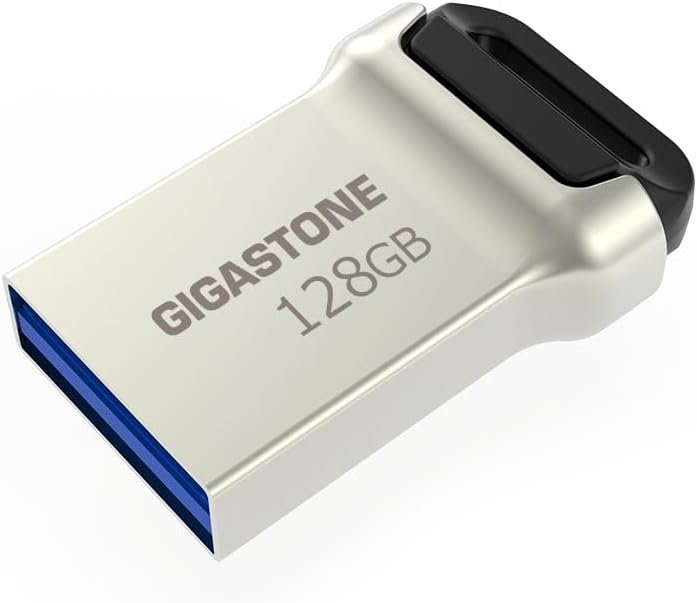 【GIGASTONE】Z90 128GB USB 3.2 Gen 1 Flash Drive, Mini Fit Metal Waterproof Compact Pen Drive, Reliable Performance Thumb Drive, USB 2.0/3.0/3.1 Interface Compatible