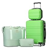 Kono Luggage Set 4 Piece Carry On Hardside Luggage with TSA Lock Spinner Wheels Carry On Suitcase Apple Green