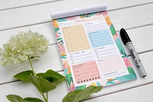 To Do List Pad - Daily Planner Notepad 52 Luxury Tear Off sheets Desk organiser planner - productivity planner  Meal planner  work & office planner by Giftinghouse (Floral design)