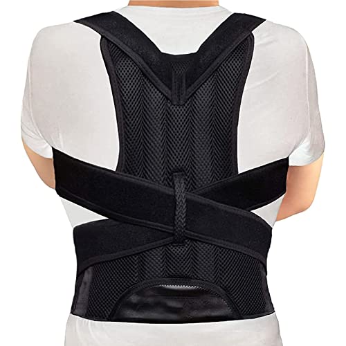 KINGCOO Soporte recto para la espalda, transpirable y ajustable, corrector de postura para hombre y mujer, reduce el dolor de cuello y espalda (3XL, negro)