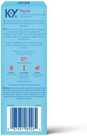 K-Y Liquid Personal Lubricant 4.5 oz, Premium Natural Feeling Water-Based Lube For Men, Women & Couples (Pack of 2)