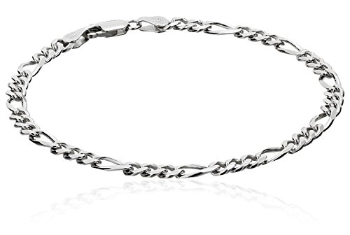 Men s Sterling Silver Italian 4.60 mm Solid Figaro Link Bracelet, 8.5