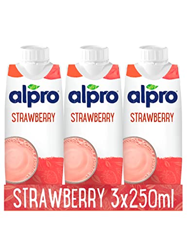 Alpro Soya Strawberry Plant-Based Long Life Drink, Vegan & Dairy Free, 250 ml (Pack of 15)