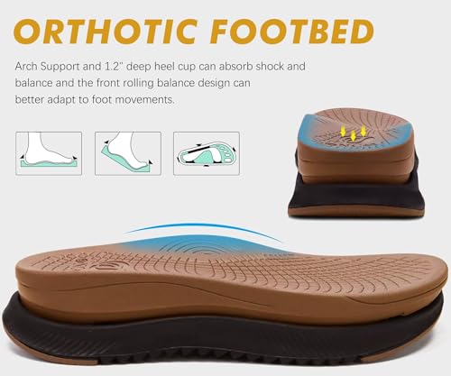 Image of ONCAI Men's Hiking Sandals with Arch Support Mesh Athletic Walking Sandalias Summer Outdoor Cushion Thick Rubber Soles and Recovery Sports Fisherman Sandals Size 7-15