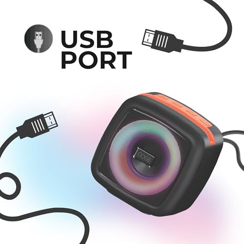 Image of OOGE Vibebox 1000 Bluetooth Speaker | 7W Wireless Speaker with AUX & USB Port | RGB Lights | Type-C Charging | Bluetooth 5.3 | Deep Bass | Compact & Stylish | Black