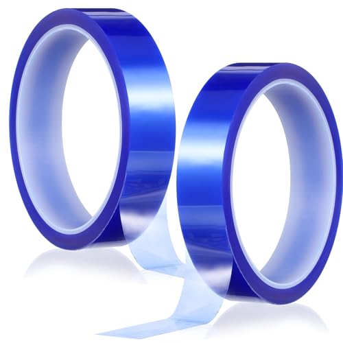 Image of Ptwola 2 Rolls Blue Heat Resistant Tape 20mm x 33m(108ft) Heat Transfer Tapes Adhesive High Temperature Tape Dispenser for Sublimation Press Vinyl Printer Accessories Supplies No Residue