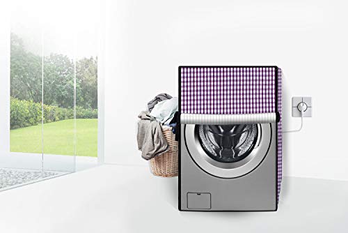 Image of Stylista Waterproof Front Load Washing Machine Cover Compatible for LG 5.5 kg, 6 kg & 6.5 kg Pin Check Pattern Voilet