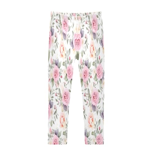 Bolaz Toddler Girls Leggings Printed Yoga Pants Leggings Purple Green Lease Rose for Kids