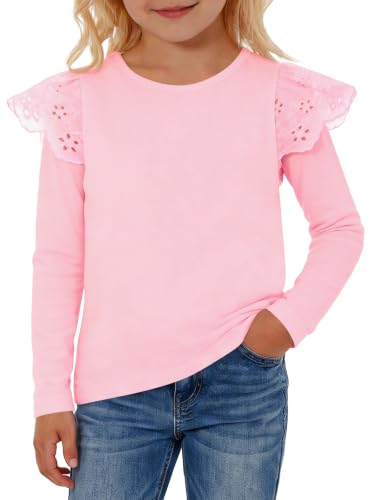 Haloumoning Toddler Baby Girl Ruffle Long Sleeve Shirts Cute Crew Neck Tops